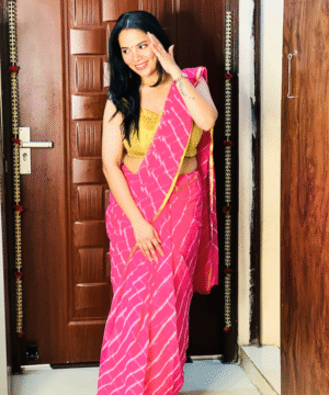 Timeless Elegance: Chiffon Leheriya Saree with Matching Blouse
