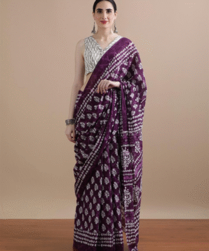Purple and White Tie-Dye Bandhani Saree
