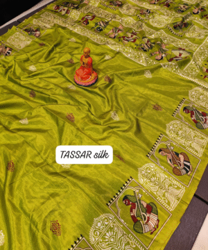 💚 Green Tassar Silk Saree – Essence of Elegance