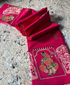 💖 Hot Pink Tassar Silk Saree – Festive Charm