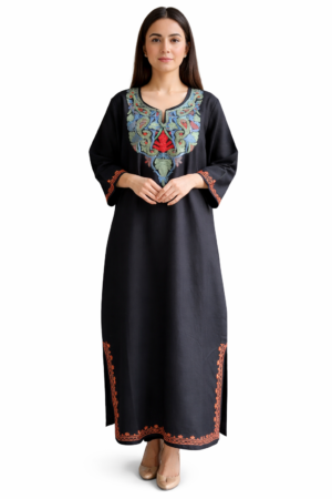 Aruniti Kashmiri Embroidered Pheran – Black
