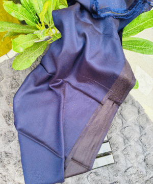 Navy Blue Solid Semi Pashmina Shawl