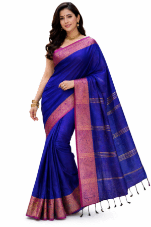 Handloom Cotton Silk Saree with Elegant Zari Border